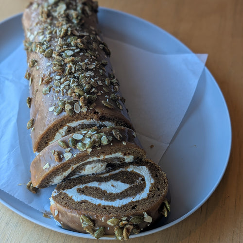 Pumpkin Spice Roll with Apple Cider Caramel